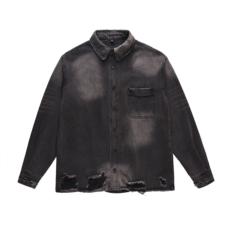 Street Fashion Vintage - Heren High Street gescheurde jeansjas Mode