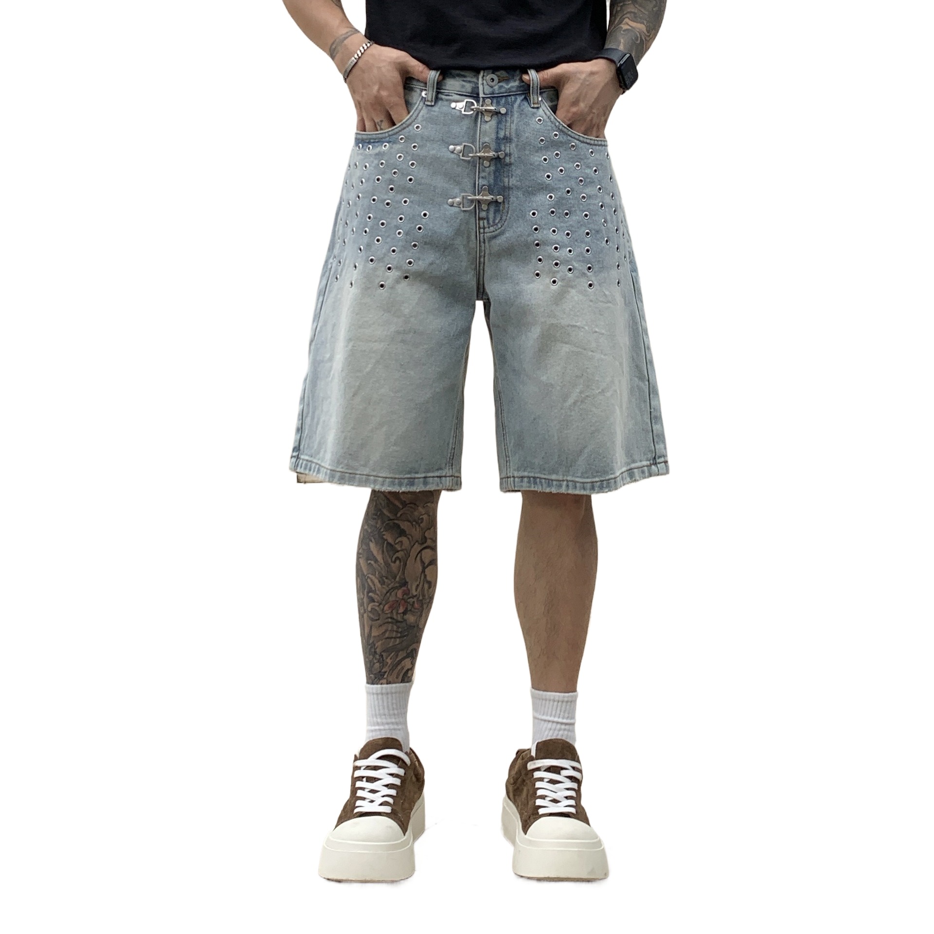 Street Fashion Jeans Men - Herenshorts in loose fit, vibe-stijl, hiphop,