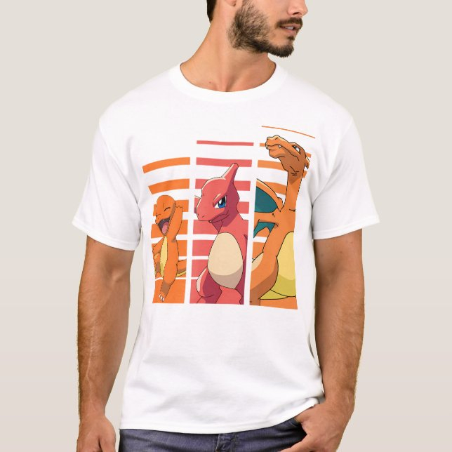 Street Fashion Evolution - Pokémon Charmander Evolutions Print T-shirt Katoenen