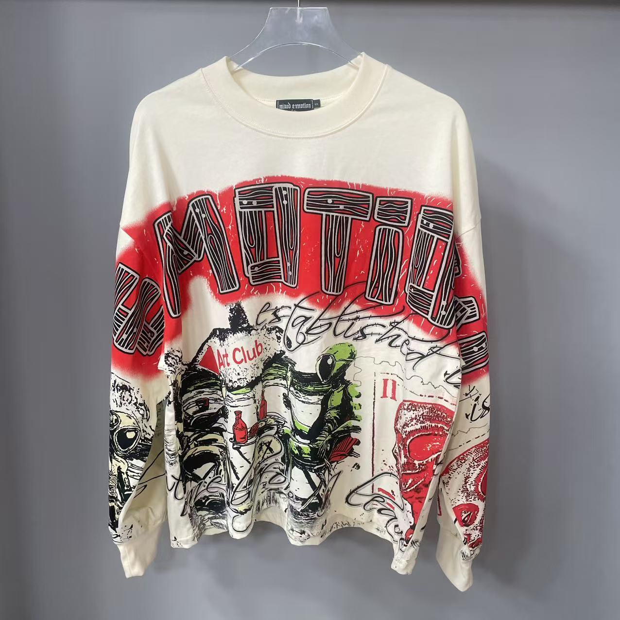 Street Fashion Vintage - Hoogwaardig designer MIXED-EMOTION T-shirt met lange