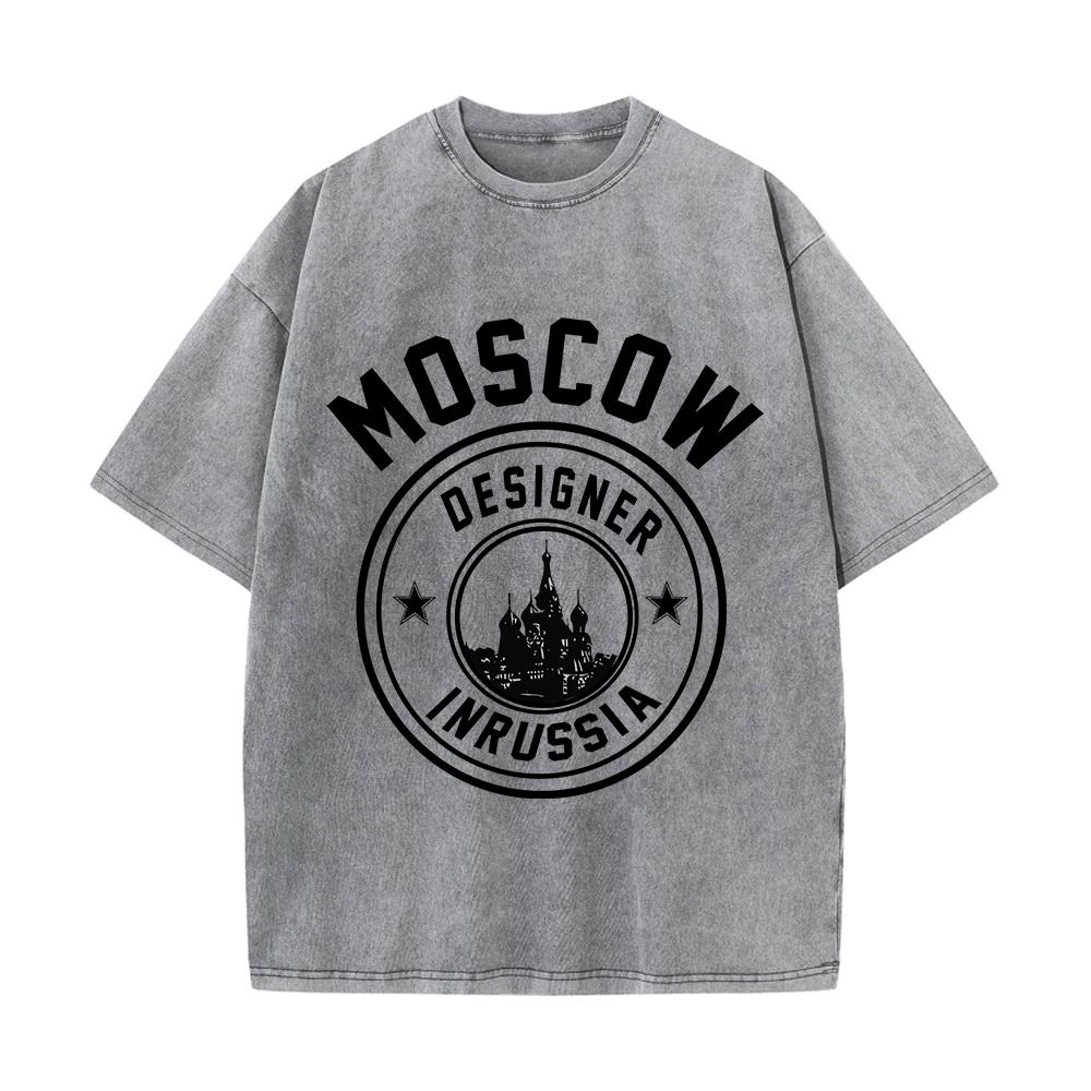 Street Fashion Moscow - Vrouw Katoen Gewassen T-Shirts Mode Design