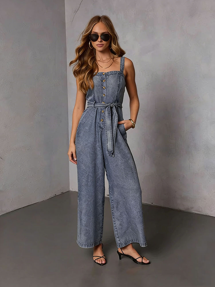 Street Fashion Vintage - Zomer Vintage Dames Denim Jumpsuits 2026