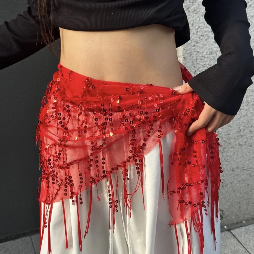 Street Fashion India - Mode Pailletten Buikdansriem Kwasten Jazzdans Danser