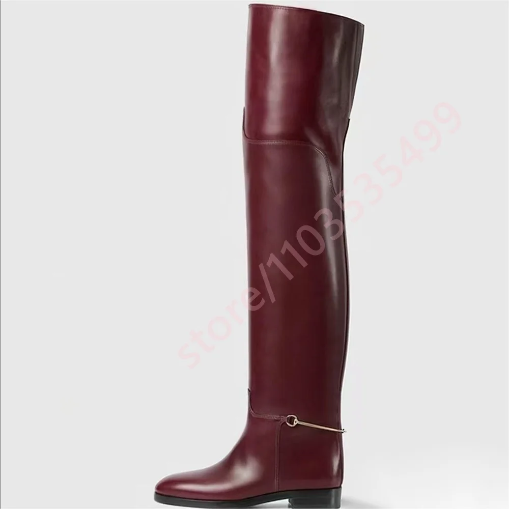 Street Fashion Model - 2025 Dames Ronde Neus Overknee Leren