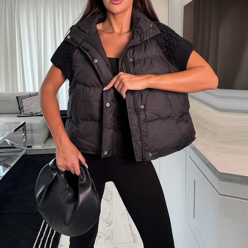 Chique, kort, gewatteerd vest  - Puffer Vest Padded recensie en prijs