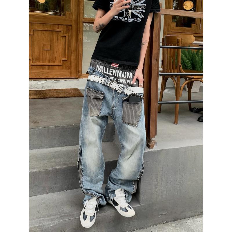 Heren jeans met patchwork-desi - Street Fashion Jeans Men recensie en prijs
